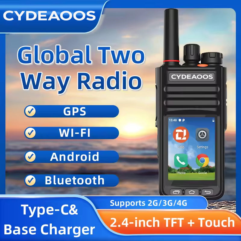 Touch Radio Real PTT WIFI 2G 4G Handheld POC 8000 km Global Coverage New Zello Android 9.1 Intelligent   Walkie Talkie
