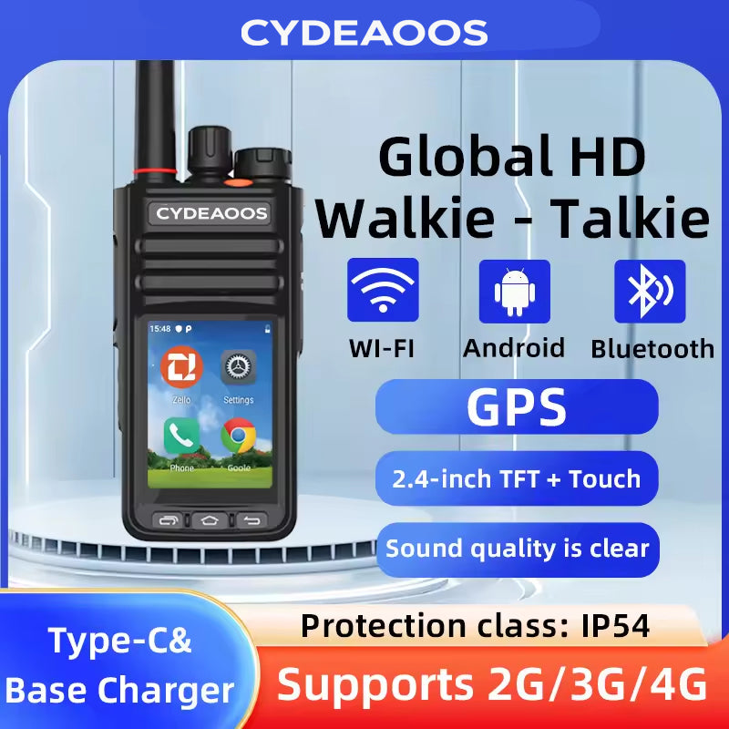 Touch Radio Real PTT WIFI 2G 4G Handheld POC 8000 km Global Coverage New Zello Android 9.1 Intelligent   Walkie Talkie