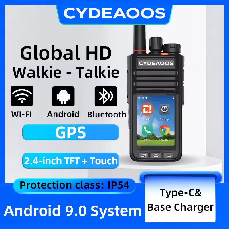 Touch Radio Real PTT WIFI 2G 4G Handheld POC 8000 km Global Coverage New Zello Android 9.1 Intelligent   Walkie Talkie