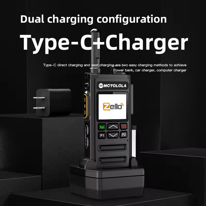 Zello 268 Professional POC Android Walkie Talkie 4G Sim Card Long Range 100 Miles Handheld Radio WiFi Network Connection
