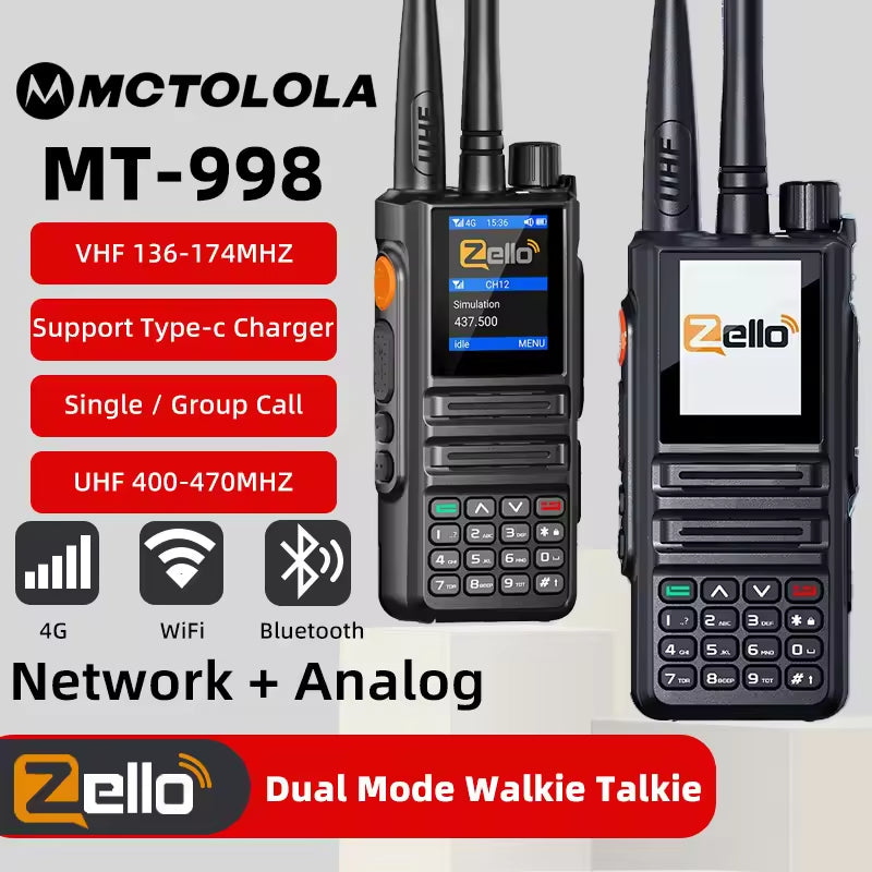 UHF VHF WiFi 2G 3G 4G Dual Mode Walkie Talkie Zello Global POC with Sim Card Analog and Network for Radio