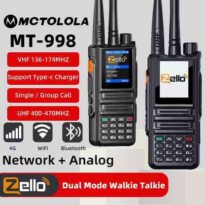 UHF VHF WiFi 2G 3G 4G Dual Mode Walkie Talkie Zello Global POC with Sim Card Analog and Network for Radio