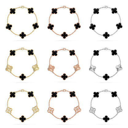 [RAFFINE] CLOVER 5 MOTIF ONYXS BRACELET COLLECTION