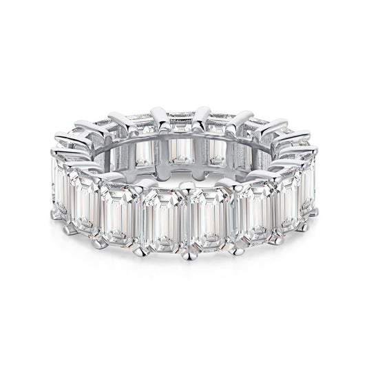 [RAFFINE]0.75 Carat Elegant Emerald Cut Tennis Ring
