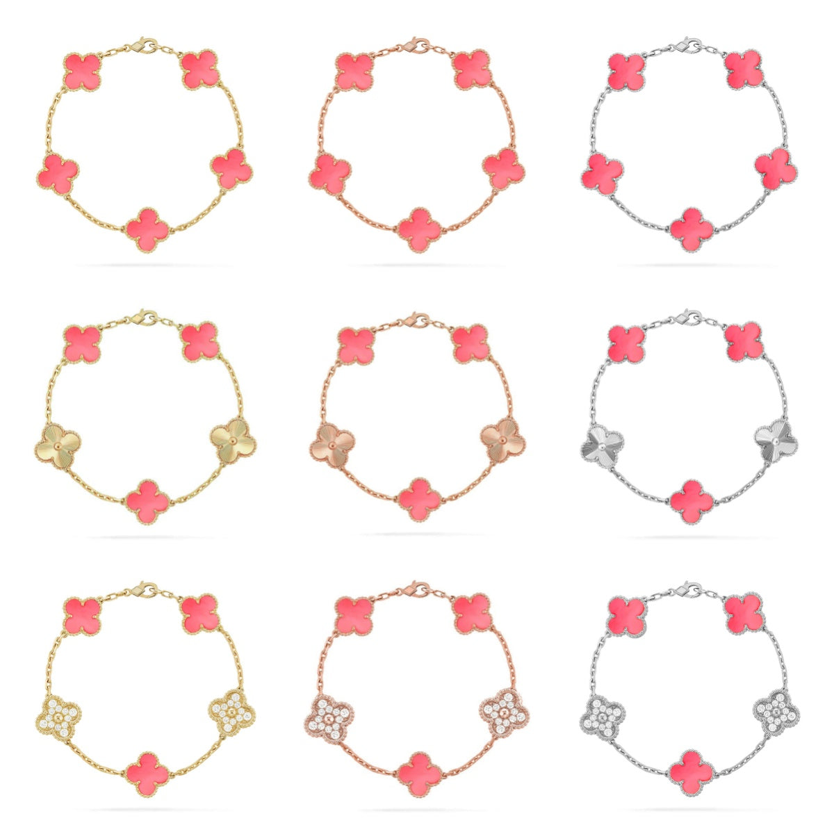 [RAFFINE] CLOVER 5 MOTIFS  PINK MOP BRACELET COLLECTION
