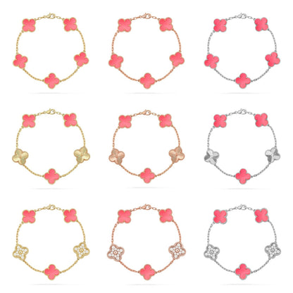 [RAFFINE] CLOVER 5 MOTIFS  PINK MOP BRACELET COLLECTION