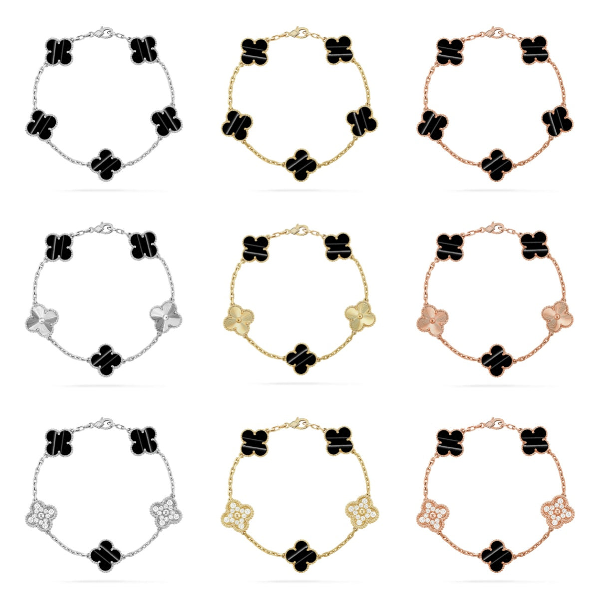 [RAFFINE] CLOVER 5 MOTIF PULSAR STONE BRACELET COLLECTION