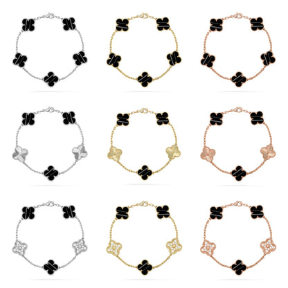 [RAFFINE] CLOVER 5 MOTIF PULSAR STONE BRACELET COLLECTION