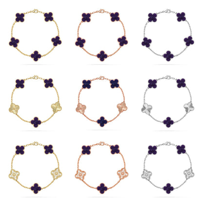 [RAFFINE]CLOVER 5 MOTIF PURPLE STRIPES BRACELET COLLECTION