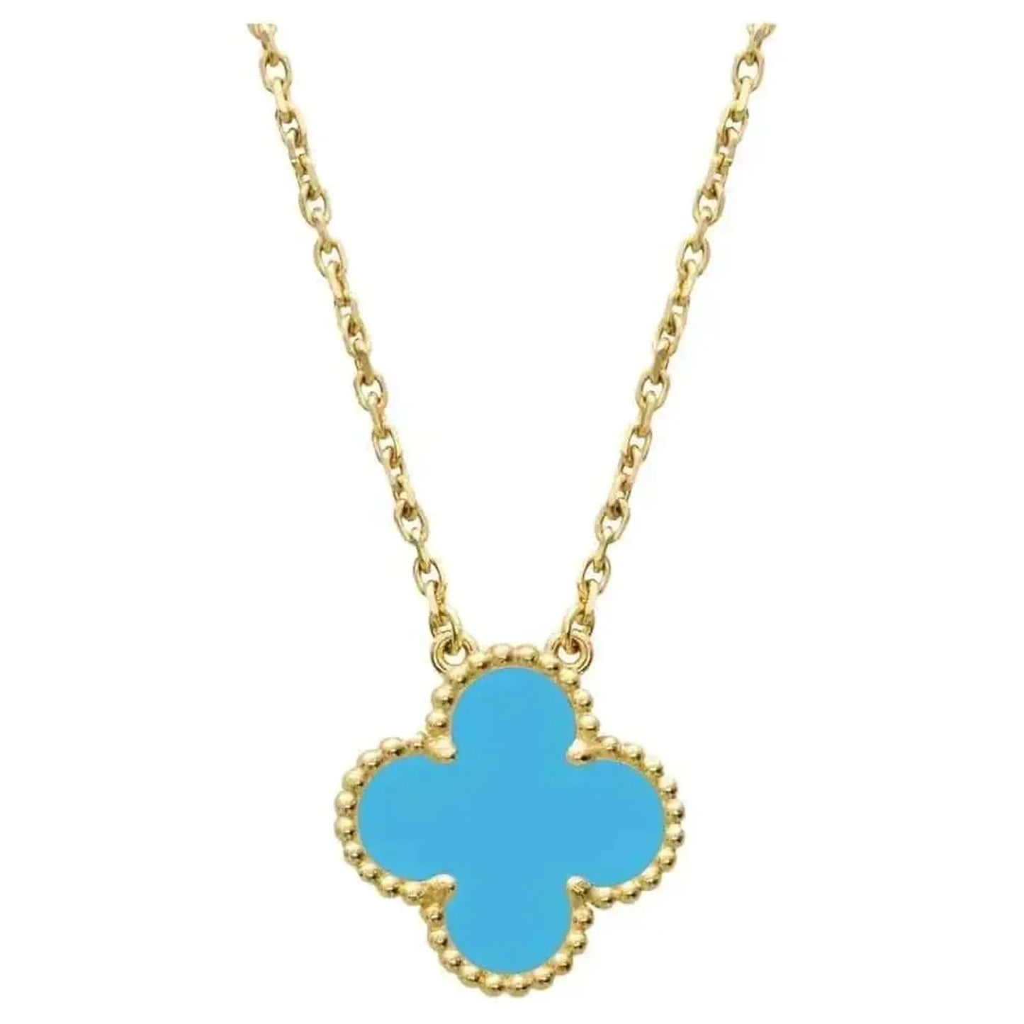 [RAFFINE]CLOVER 15MM VINTAGE TURQUOISE NECKLACE