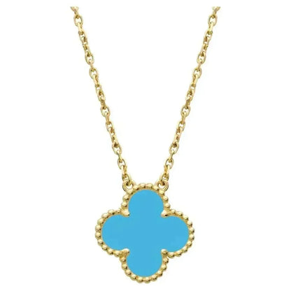 [RAFFINE]CLOVER 15MM VINTAGE TURQUOISE NECKLACE