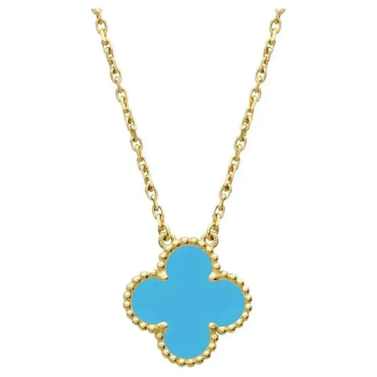 [RAFFINE]CLOVER 15MM VINTAGE TURQUOISE NECKLACE