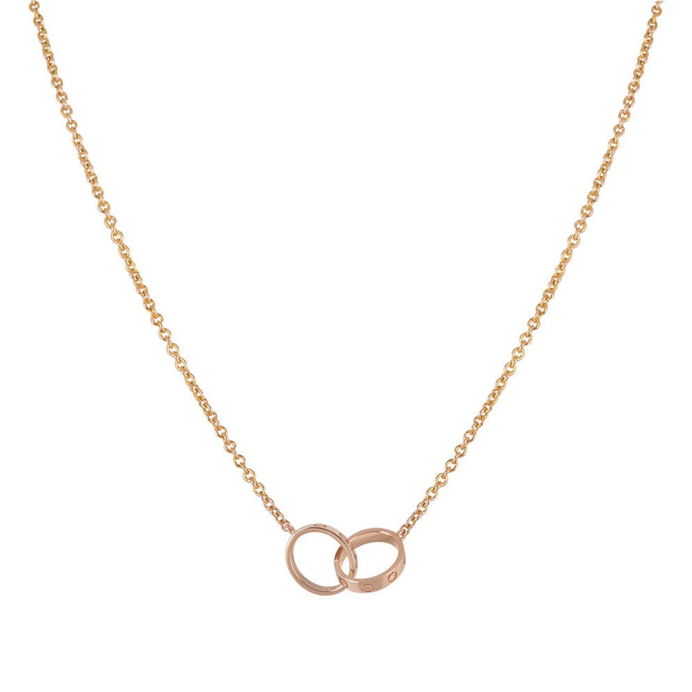 [RAFFINE]LOVE NECKLACE DOUBLE RING PINK GOLD
