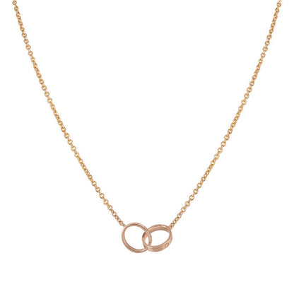 [RAFFINE]LOVE NECKLACE DOUBLE RING PINK GOLD