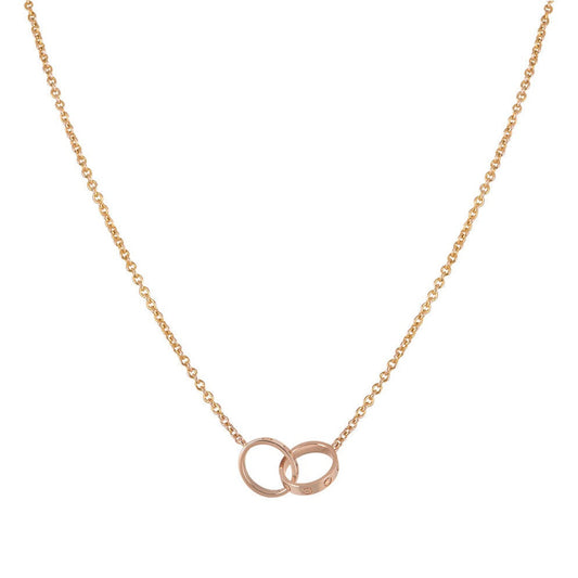 [RAFFINE]LOVE NECKLACE DOUBLE RING PINK GOLD
