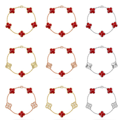 [RAFFINE]CLOVER 5 MOTIF RED PATTERN BRACELET COLLECTION