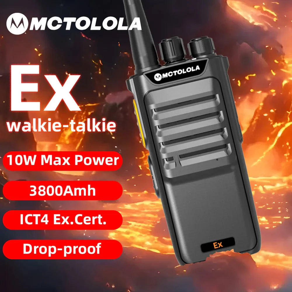 MOTOLOLA EX à prova de explosão 10W walkie talkie posto de gasolina subterrâneo de planta química e petróleo IICT4 mina de carvão portátil 10KM