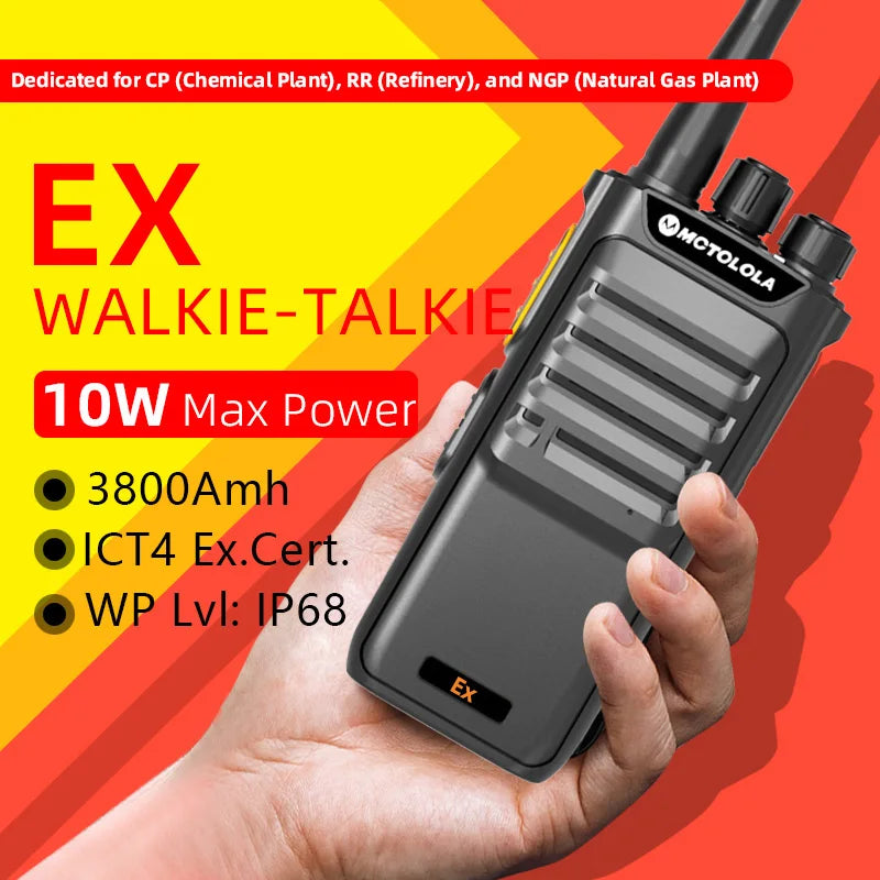 MOTOLOLA EX à prova de explosão 10W walkie talkie posto de gasolina subterrâneo de planta química e petróleo IICT4 mina de carvão portátil 10KM