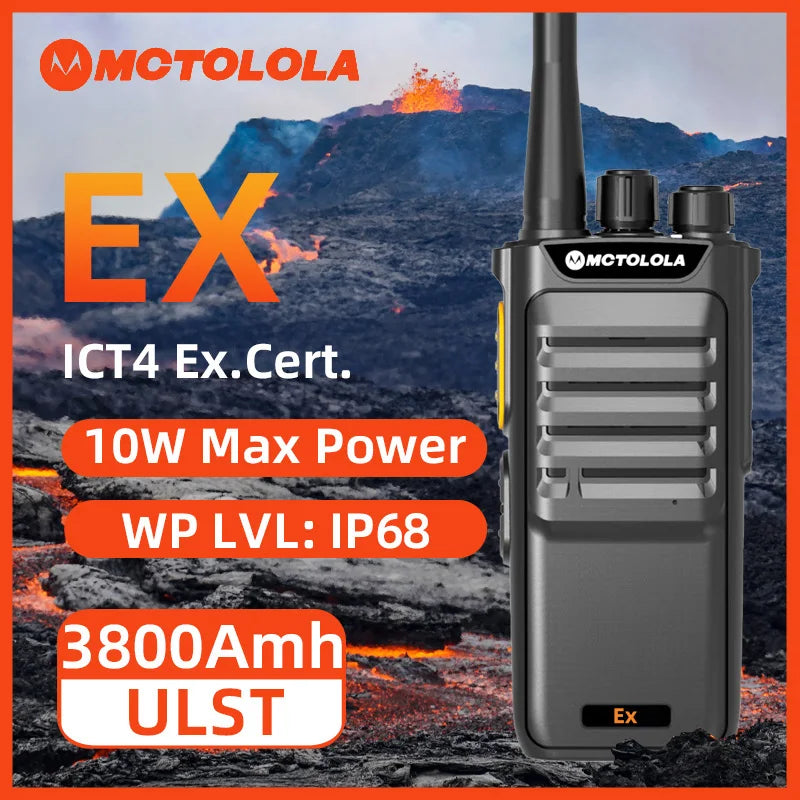 MOTOLOLA EX à prova de explosão 10W walkie talkie posto de gasolina subterrâneo de planta química e petróleo IICT4 mina de carvão portátil 10KM
