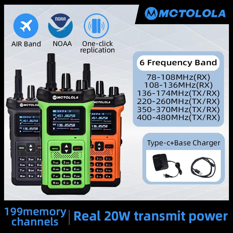 MOTOLOLA MT-628 20W high-power outdoor walkie talkie VHF UHF dual band amateur radio flashlight reverse charging walkie talkie