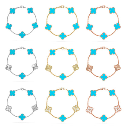 [RAFFINE] CLOVER 5 MOTIF TURQUOISE BRACELET COLLECTION