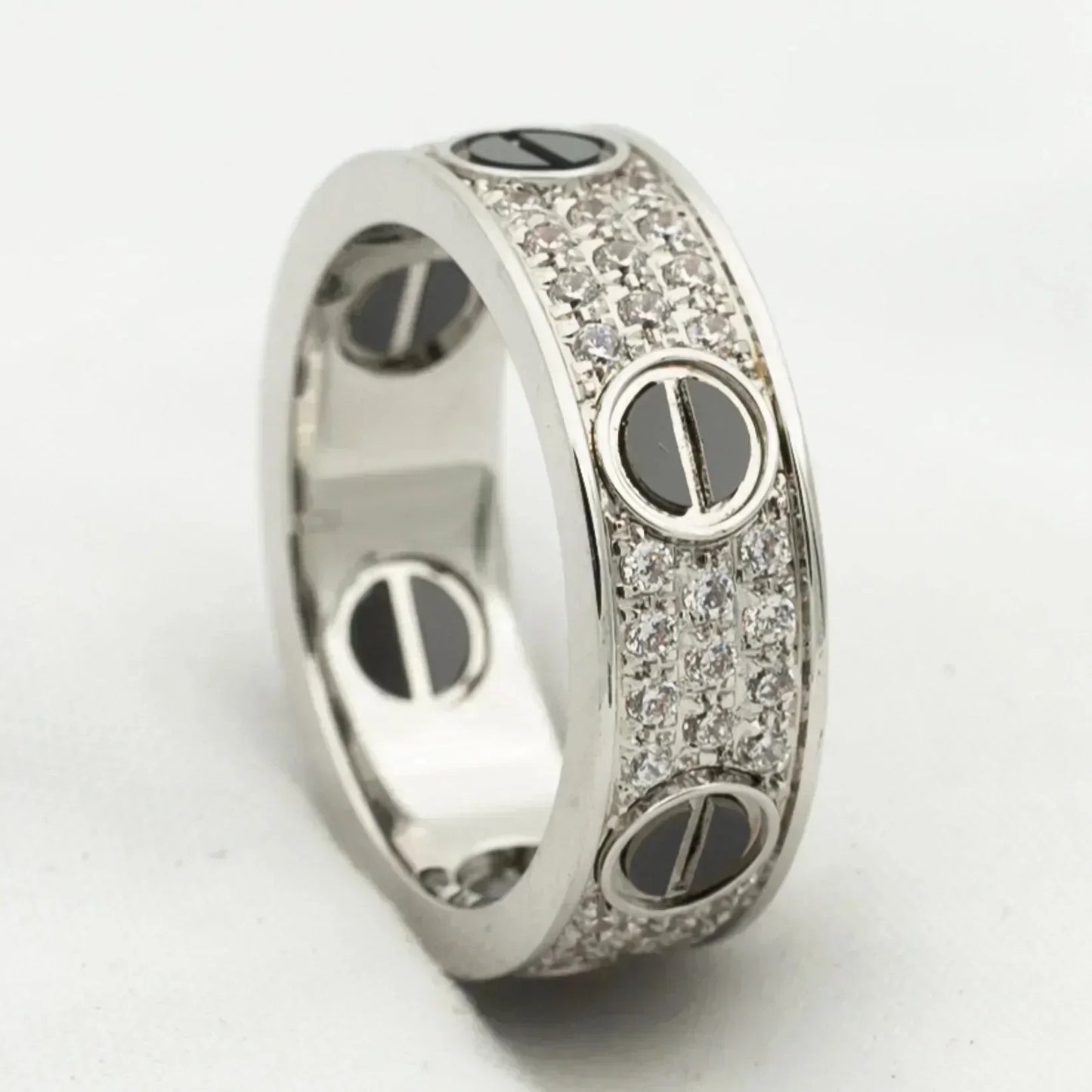 [RAFFINE]LOVE RING 5.5MM DIAMONDS PAVED CERAMIC