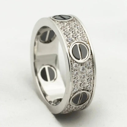 [RAFFINE]LOVE RING 5.5MM DIAMONDS PAVED CERAMIC