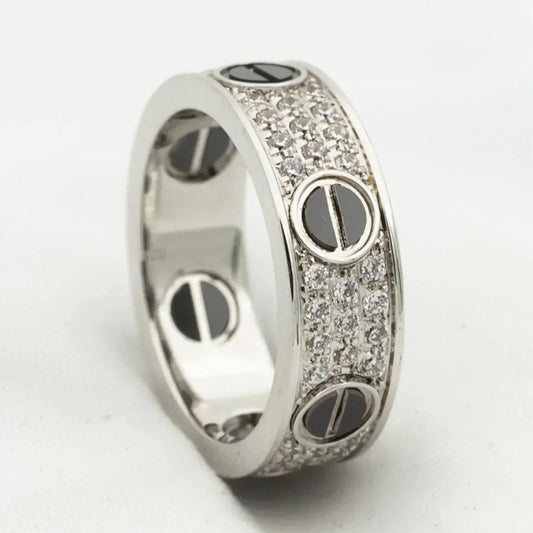 [RAFFINE]LOVE RING 5.5MM DIAMONDS PAVED CERAMIC