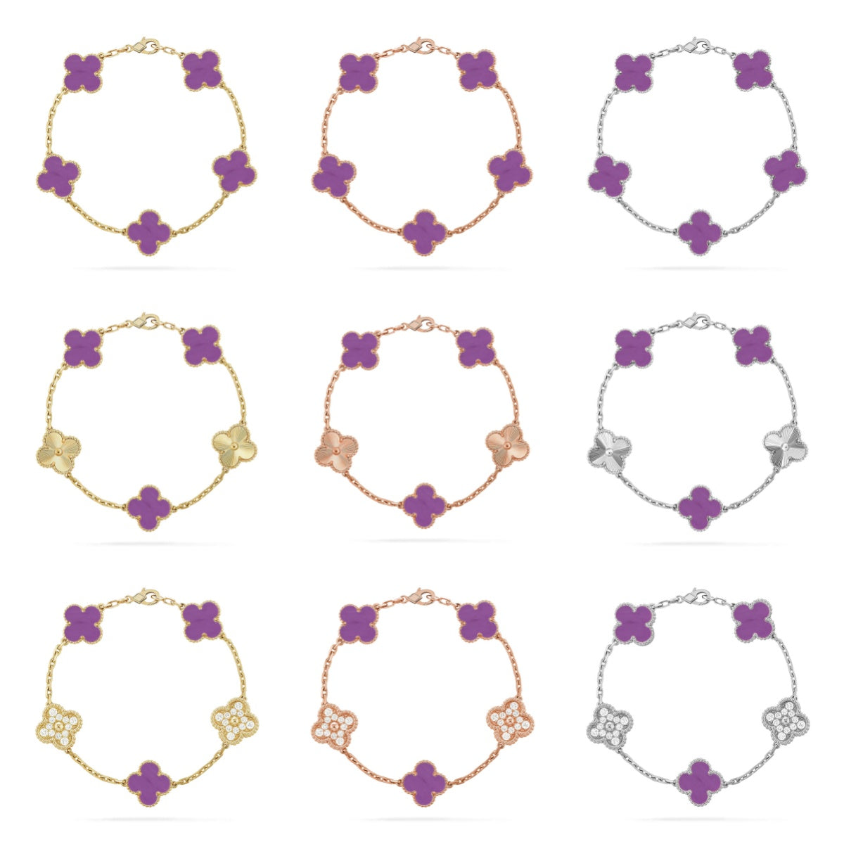 [RAFFINE] CLOVER 5 MOTIF VIOLET BRACELET COLLECTION