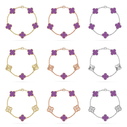 [RAFFINE] CLOVER 5 MOTIF VIOLET BRACELET COLLECTION