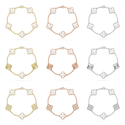 [RAFFINE]CLOVER WHITE PEARL MOP 5 MOTIF BRACELET COLLECTION