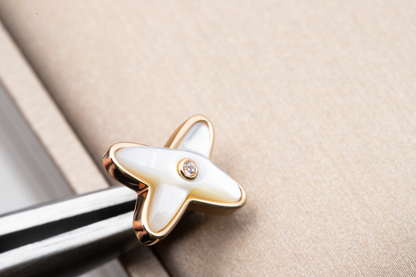[RAFFINE]JEUX DE WHITE MOP ROSE GOLD DIAMOND EARRINGS
