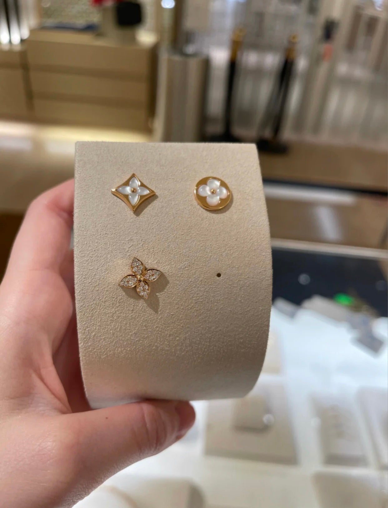 [RAFFINE]STAR BLOSSOM STUD EARRINGS PINK GOLD DIAMONDS