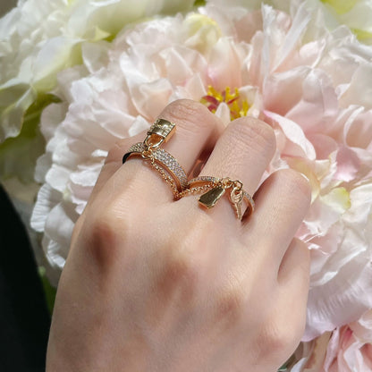 [RAFFINE]HM KELLY CLOCHETTE DOUBLE RING IN  WITH DIAMONDS