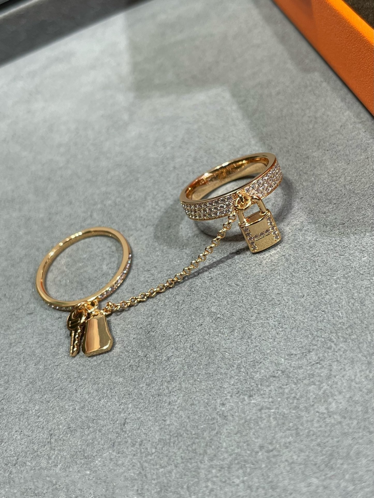 [RAFFINE]HM KELLY CLOCHETTE DOUBLE RING IN  WITH DIAMONDS