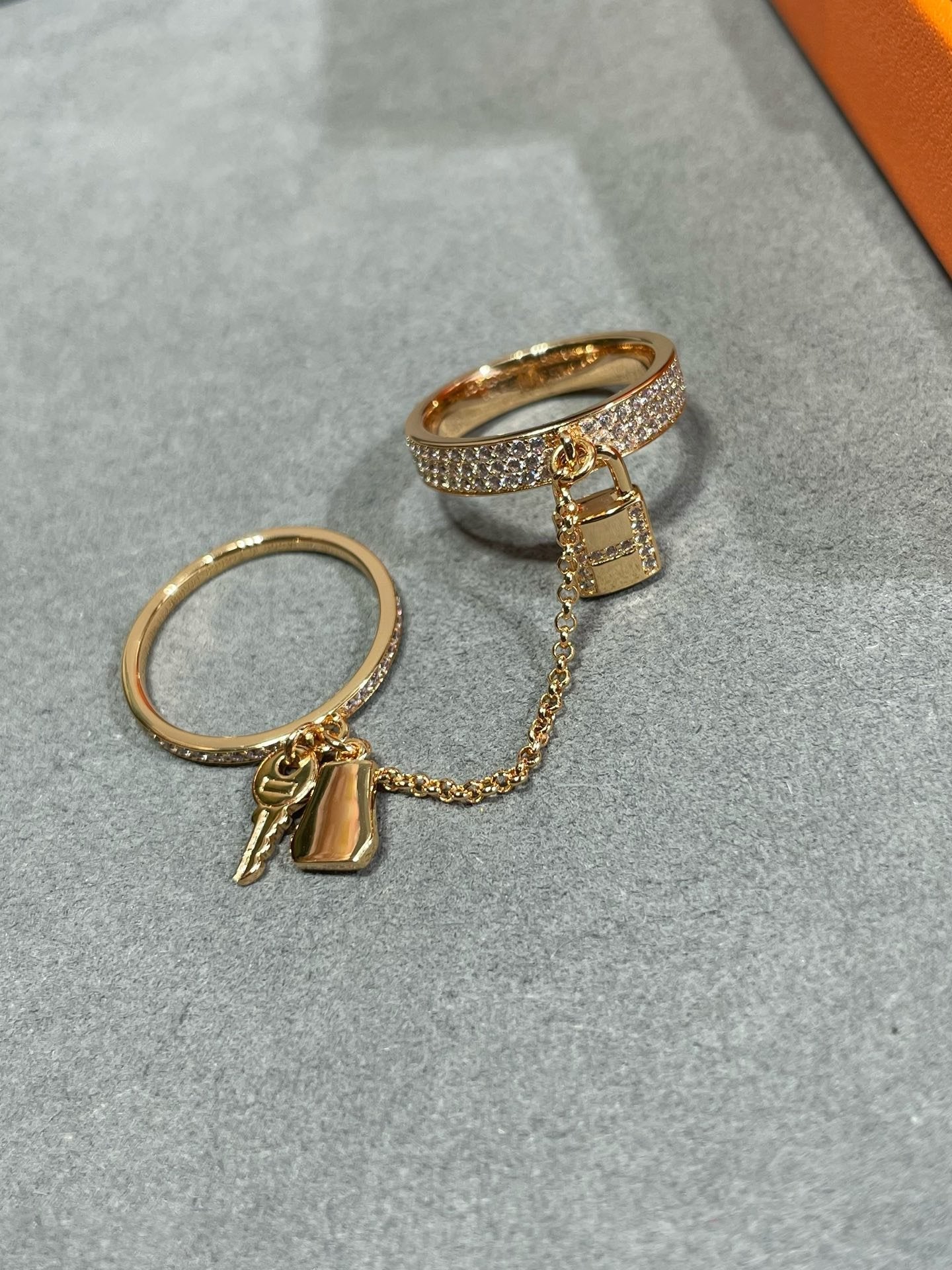 [RAFFINE]HM KELLY CLOCHETTE DOUBLE RING IN  WITH DIAMONDS