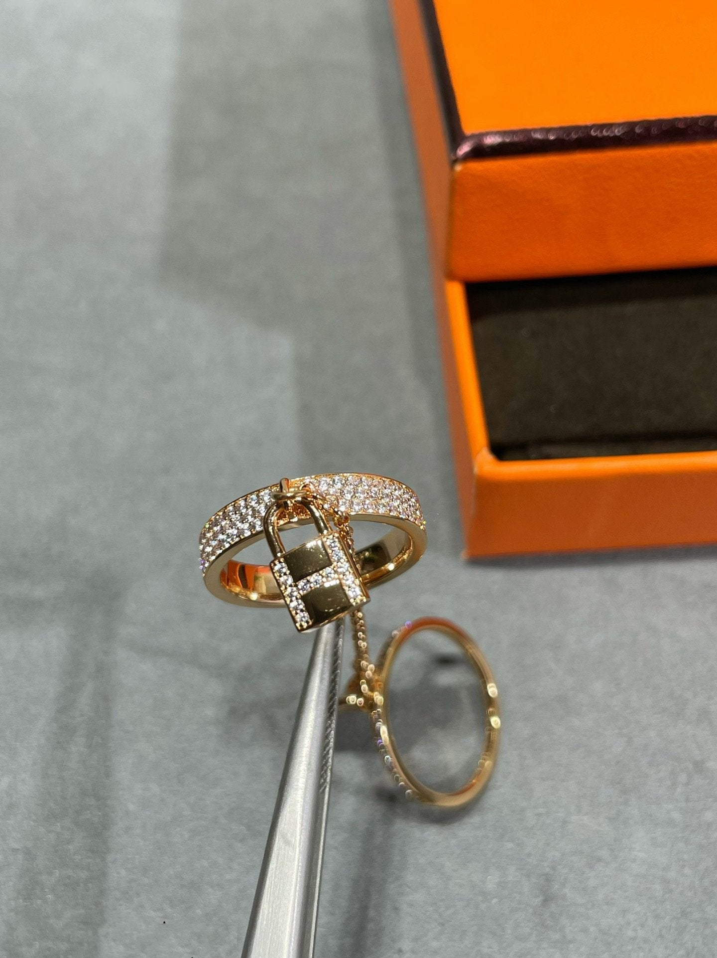 [RAFFINE]HM KELLY CLOCHETTE DOUBLE RING IN  WITH DIAMONDS