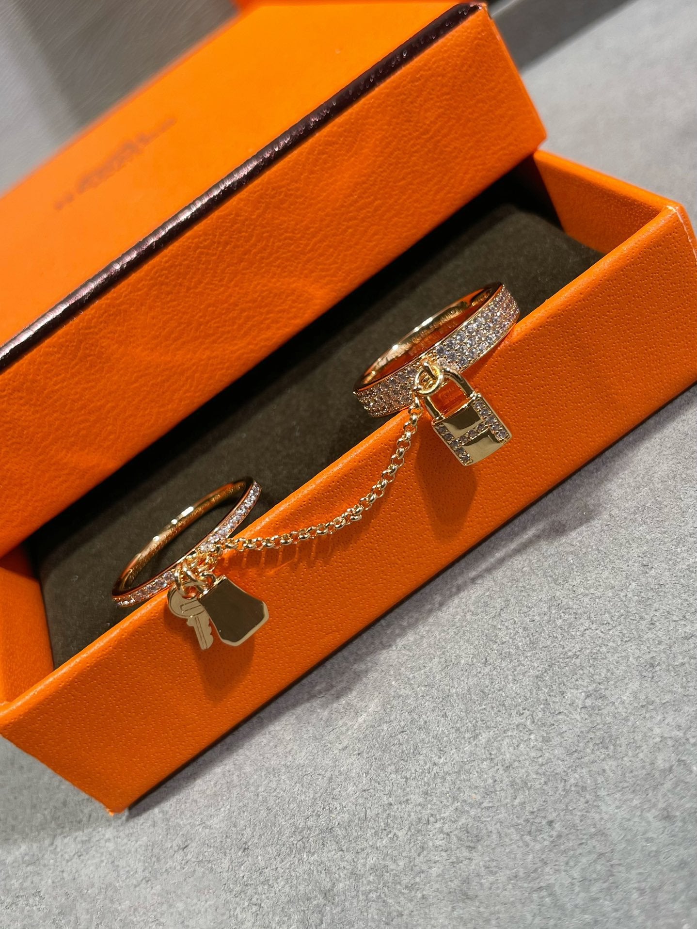 [RAFFINE]HM KELLY CLOCHETTE DOUBLE RING IN  WITH DIAMONDS