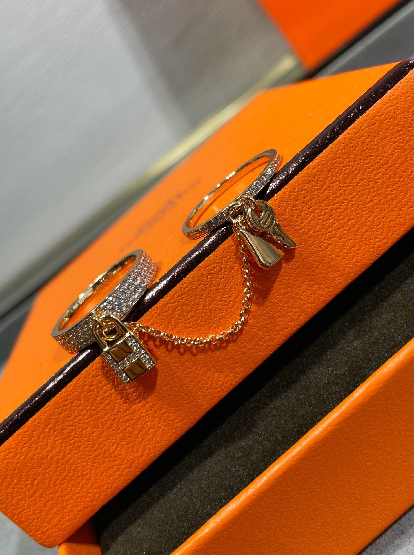 [RAFFINE]HM KELLY CLOCHETTE DOUBLE RING IN  WITH DIAMONDS