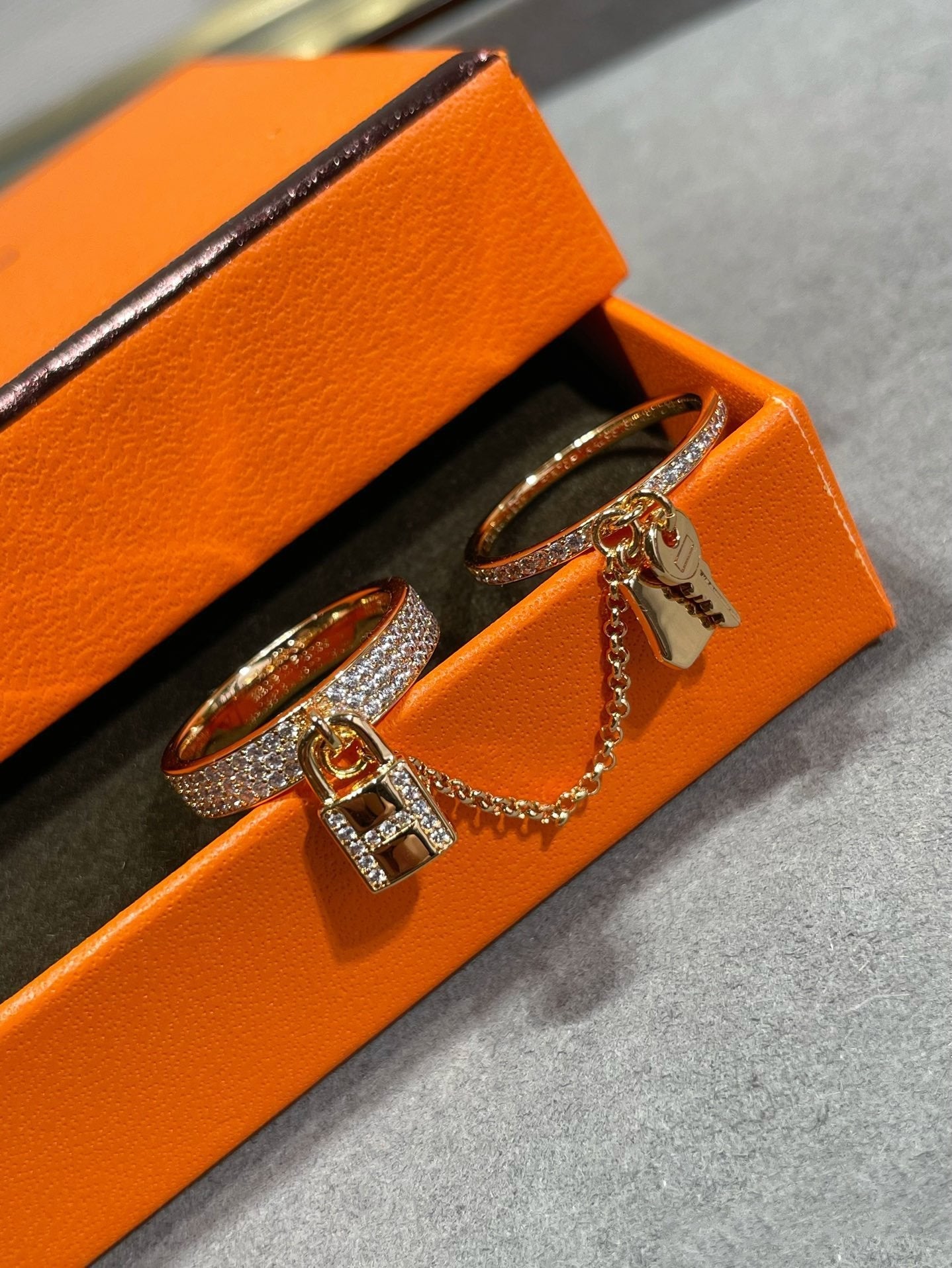 [RAFFINE]HM KELLY CLOCHETTE DOUBLE RING IN  WITH DIAMONDS