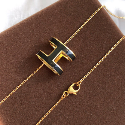 [RAFFINE]HM CLIC BLACK ENAMEL GOLD NECKLACE