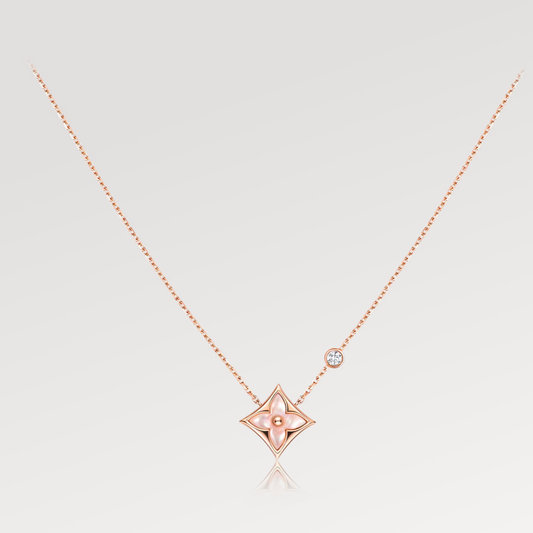 [RAFFINE]STAR PINK MOP 1 DIAMOND PINK GOLD NECKLACE