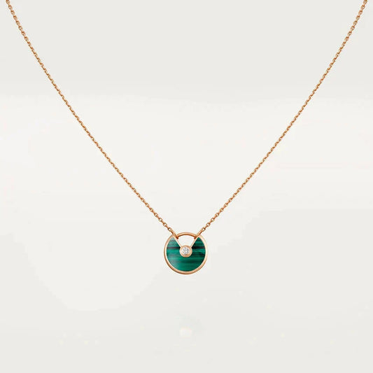 [RAFFINE]AMULETTE ROSE GOLD MALACHITE NECKLACE