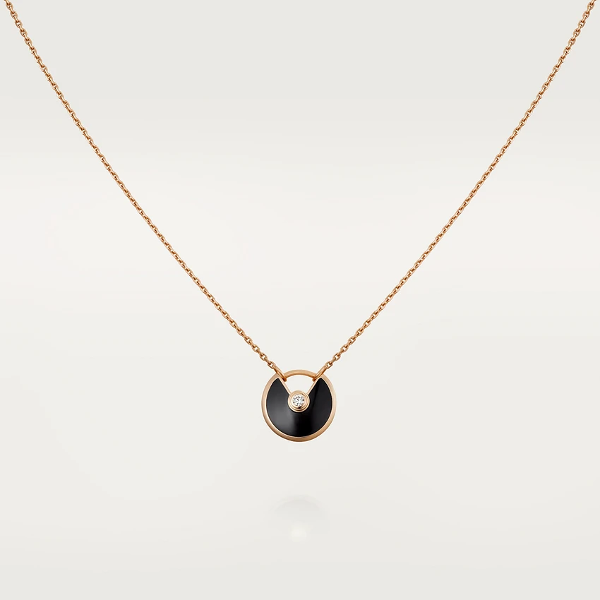 [RAFFINE]AMULETTE ROSE GOLD ONYX NECKLACE