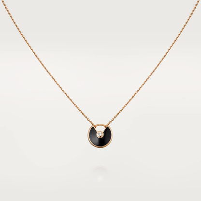 [RAFFINE]AMULETTE ROSE GOLD ONYX NECKLACE