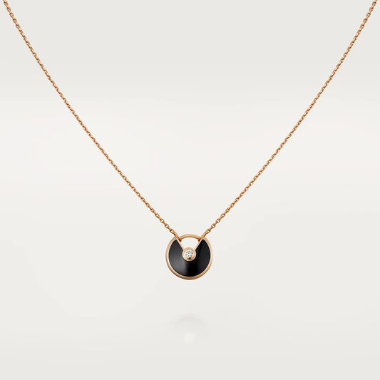 [RAFFINE]AMULETTE ROSE GOLD ONYX NECKLACE