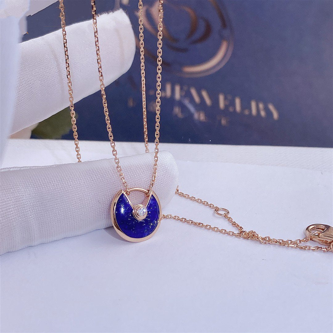 [RAFFINE]AMULETTE ROSE GOLD AGATE NECKLACE