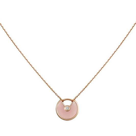 [RAFFINE]AMULETTE ROSE GOLD PINK MOP NECKLACE