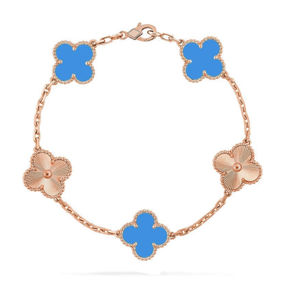 [RAFFINE] CLOVER 5 MOTIF BLUE AGATE BRACELET COLLECTION