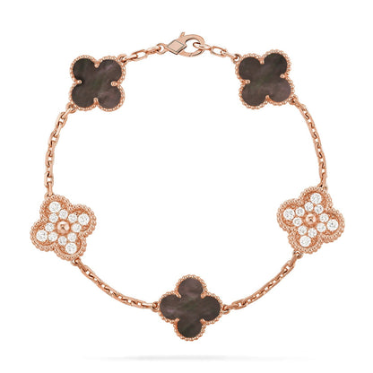 [RAFFINE] CLOVER 5 MOTIF GRAY MOP BRACELET COLLECTION